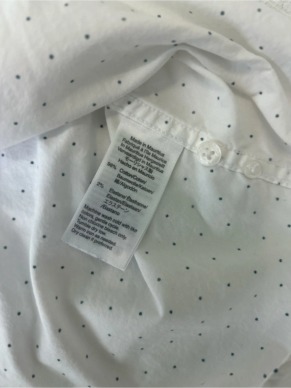 J. Crew White Short-Sleeve Button-Down Shirt with Micro Dot Pattern